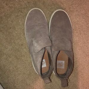 TAN/NUDE SUEDE SLIP ONS